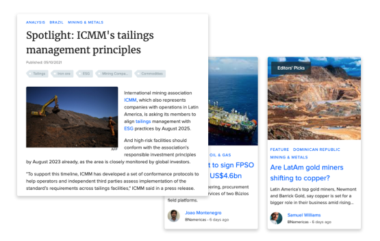 Panel with detailed reports identifying market opportunities and risks.